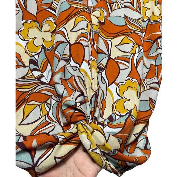 Women’s Sweet Rain Front Twist Multi Abstract Blouse / Size-XL - Picture 4 of 13